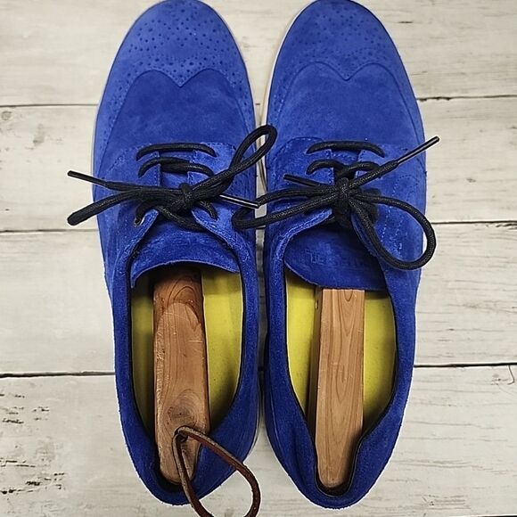 Diesel Prime Time Suede Wingtip Brogue Derby Dress Men’s Blue Shoes Size 10 - Picture 3 of 15